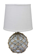 Glass Bedside Table Lamp With Tapered Drum Shade - Clear White