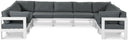 Nizuc - Outdoor Patio 9 Piece Modular Sectional With White Frame - Meridian Furniture - Stationary Sectionals- Elite Enclave Home