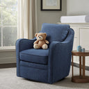 Brianne - Slub Weave Wide Seat Swivel Arm Chair - Navy