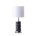 24" Bedside Table Lamp With White Drum Shade - Silver