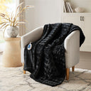 Zuri - Oversized Heated Throw - Black Texture