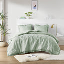 Phoebe - Twin/Twin Long Diamond Quilted Ruffle Edge Comforter Set - Sage