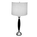 30" Solid Wood Bedside Table Lamp With White Shade - Black