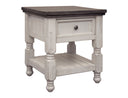 Stone - End Table With 1 Drawer And Shelf - Antiqued Ivory / Weathered Gray