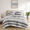Blake - King/California King Stripe Textured Print Comforter Set - Black/Gray