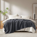 Waffle Weave - King Cotton Blanket - Dark Gray