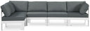 Nizuc - Outdoor Patio 5 Piece Modular Sectional With White Frame - Meridian Furniture - Stationary Sectionals- Elite Enclave Home