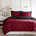 Larkspur - Full/Queen 3M Scotchgard Diamond Quilting Reversible Down Alternative Comforter Set - Red/Black