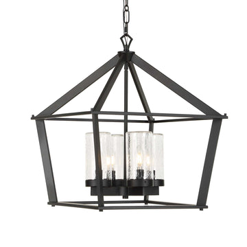Evanston - 4 Light Indoor-Outdoor Pendant - Black