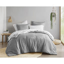 Camden - Full Chambray Print Microfiber Comforter Set With Bed Sheets - Gray