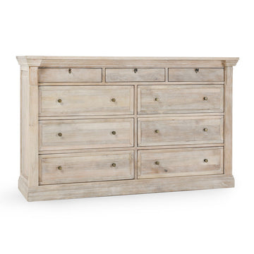 Adelaide - 9 Drawer Dresser - Natural Cream Wash