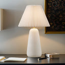 Veluna - Textured Table Lamp With Fluted Fabric Shade - White