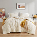 Kyla - King/California King Double Diamond Quilted Teddy Comforter Set - Ivory