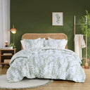 Aria - Twin/Twin Long Floral Print Revesible Comforter Set - Sage