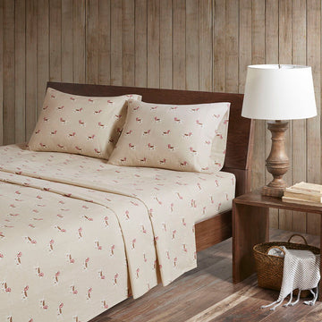 Flannel - Full Sheet Set - Tan Dog