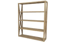 Sunset West Coastal Teak X Bookcase – solid teak wood frame with hand-applied Coastal Teak finish and X design accents