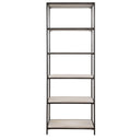 Uttermost Baldwin Industrial Etagere – Black gunmetal iron frame with white-washed mango wood shelves