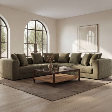 Davie - Corner Chair - Olive Green