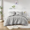 Phoebe - King/California King Diamond Quilted Ruffle Edge Comforter Set - Gray