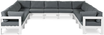 Nizuc - Outdoor Patio 11 Piece Modular Sectional With White Frame