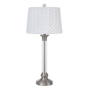 Metal Table Lamp With White Empire Shade - Nickel