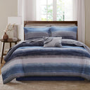 Saben - Queen 9 Piece Comforter Set With Bed Sheets - Navy