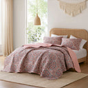 Valerie - King Boho Floral Reversible Quilt - Pink