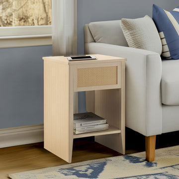 Lennox - Accent Side Table With Drawer Storage & Lower Open Shelf - Natural