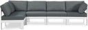 Nizuc - Outdoor Patio 4 Piece Modular Sectional With White Frame - Meridian Furniture - Stationary Sectionals- Elite Enclave Home