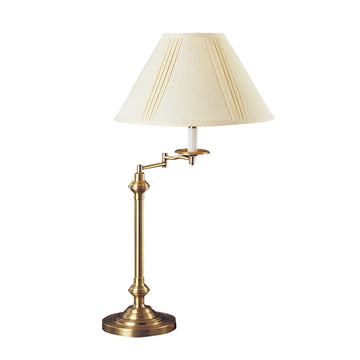 Metal Table Lamp With Off-White Empire Shade - Bronze