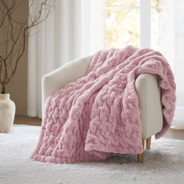 Ruched Fur - Throw - Pink