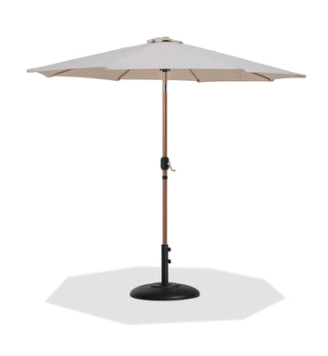 Fiji - Aluminum Patio Umbrella With Round Black And Teak Base