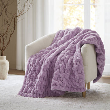 Ruched Fur - Throw - Purple