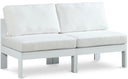 Nizuc - Outdoor Patio 2 Seat Armless Modular Sofa With White Frame - Meridian Furniture - Stationary Sectionals- Elite Enclave Home