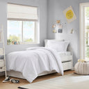 Logan - Twin/Twin Long Striped Duvet Set - White