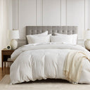 Mina - Full/Queen Waffle Weave Textured Duvet Cover Set - White