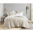Camden - Queen Chambray Print Microfiber Comforter Set With Bed Sheets - Neutral