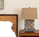 Vintage With Khaki Linen Shade Table Lamp - Brown