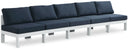 Nizuc - Outdoor Patio 5 Seat Modular Armless Sofa With White Frame - Meridian Furniture - Stationary Sectionals- Elite Enclave Home