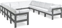 Nizuc - Outdoor Patio 12 Piece Modular Sectional With Gray Frame - Meridian Furniture - Stationary Sectionals- Elite Enclave Home