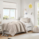 Logan - Twin/Twin Long Striped Comforter Set - Neutral