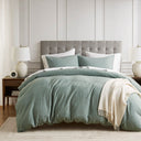 Mina - King/California King Waffle Weave Textured Duvet Cover Set - Light Gray