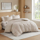 Logan - Full Striped Duvet Set - Neutral