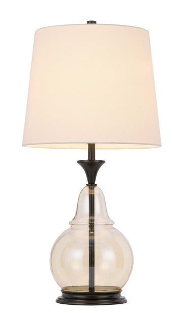 Metal Table Lamp With Empire Shade - Clear White