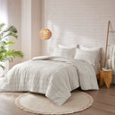 Melissa - King/California King 3 Piece Cotton Comforter Mini Set - White/Gray