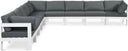 Nizuc - Outdoor Patio 9 Piece Modular Sectional With White Frame - Meridian Furniture - Stationary Sectionals- Elite Enclave Home