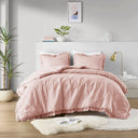 Phoebe - Twin/Twin Long Diamond Quilted Ruffle Edge Comforter Set - Blush