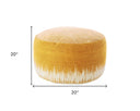 Cotton Round Abstract Pouf Ottoman - Yellow / White