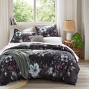 Jolene - 3 Piece King/California King Duvet Cover Set - Dark Gray/Plum