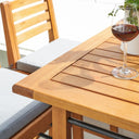81" Solid Wood Outdoor Dining Table With Umbrella Hole - Brown